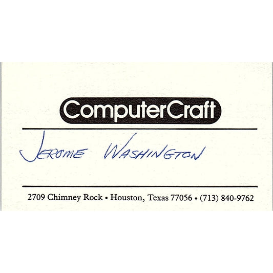 Jerome Washington ComputerCraft Houston TX Vintage Business Card SD9-B2
