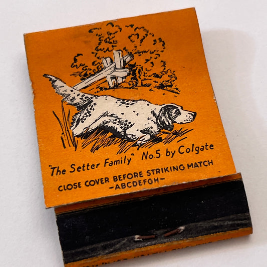 The Setter Family No.5 By Colgate Setter Dogs Vintage Matchbook Cover TB6-MB1-7