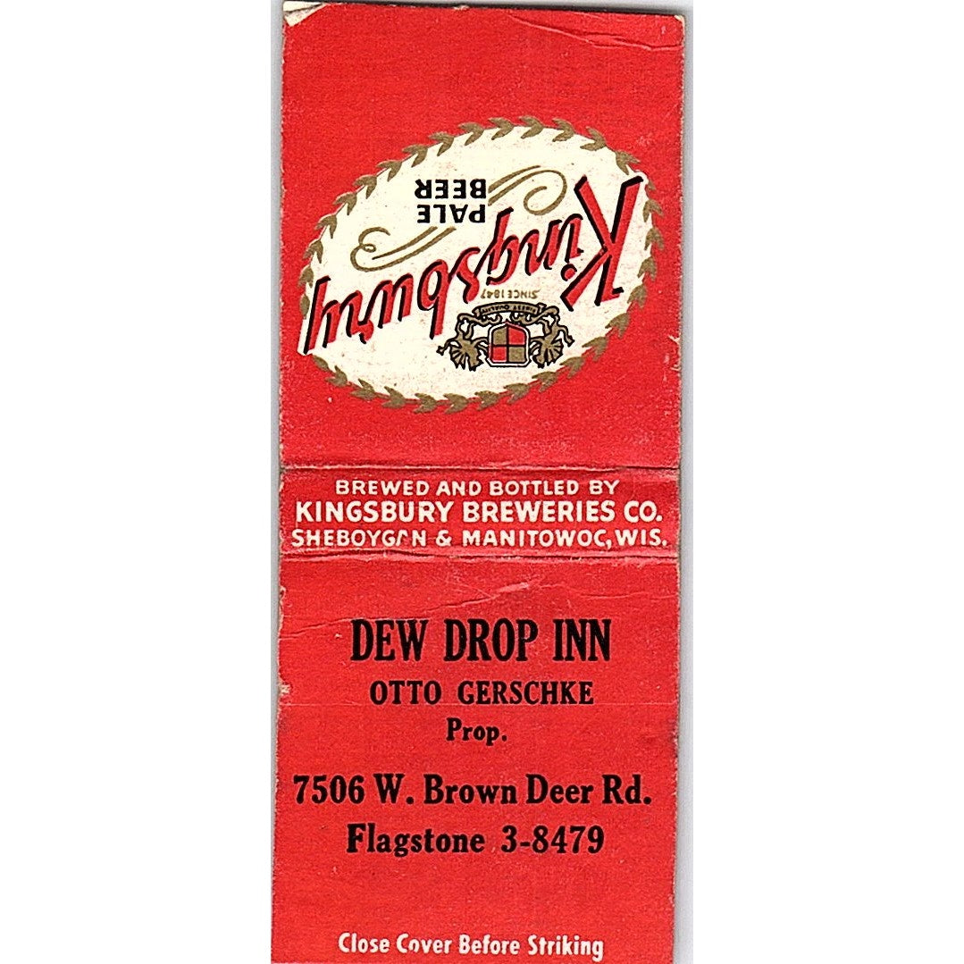 Dew Drop Inn Otto Gerschke Brown Deer Rd Milwaukee Vtg Matchbook Cover SF3-Y9