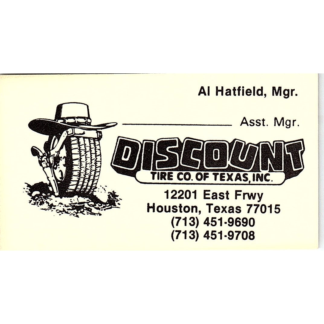 Al Hatfield Discount Tire of Texas Houston Vintage Business Card SE3-B13