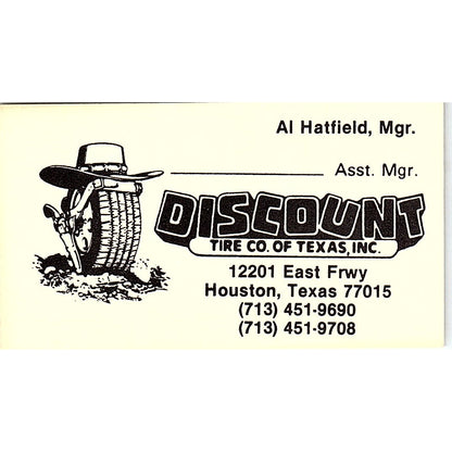 Al Hatfield Discount Tire of Texas Houston Vintage Business Card SE3-B13