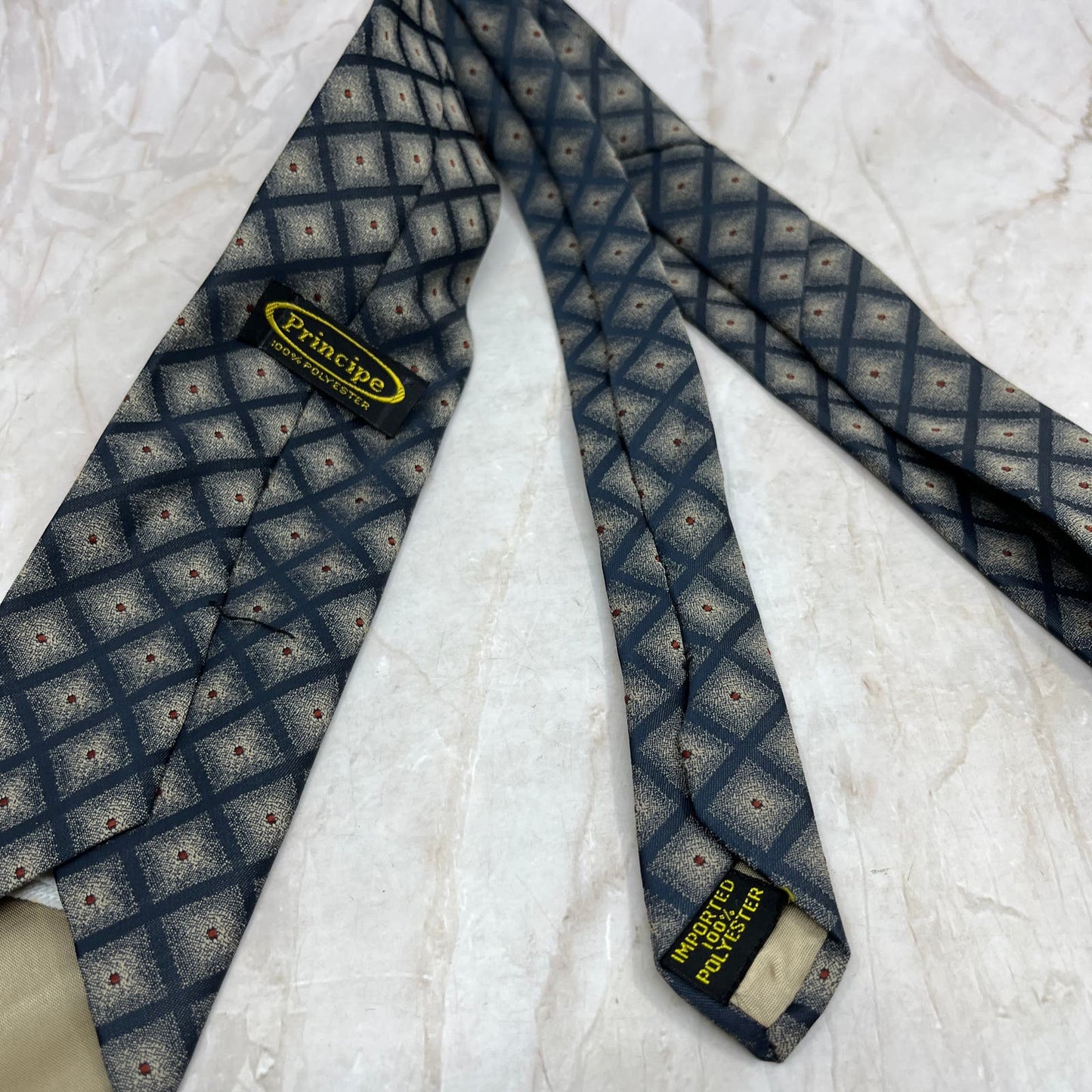 Retro Men's Principe Polyester Blue Checker Necktie Tie TG9-T1