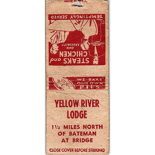 Yellow River Lodge North of Bateman at Bridge Vintage Matchbook Cover SC7-Y6