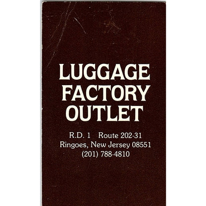 Luggage Factory Outlet Ringoes New Jersey Vintage Business Card SB4-B8