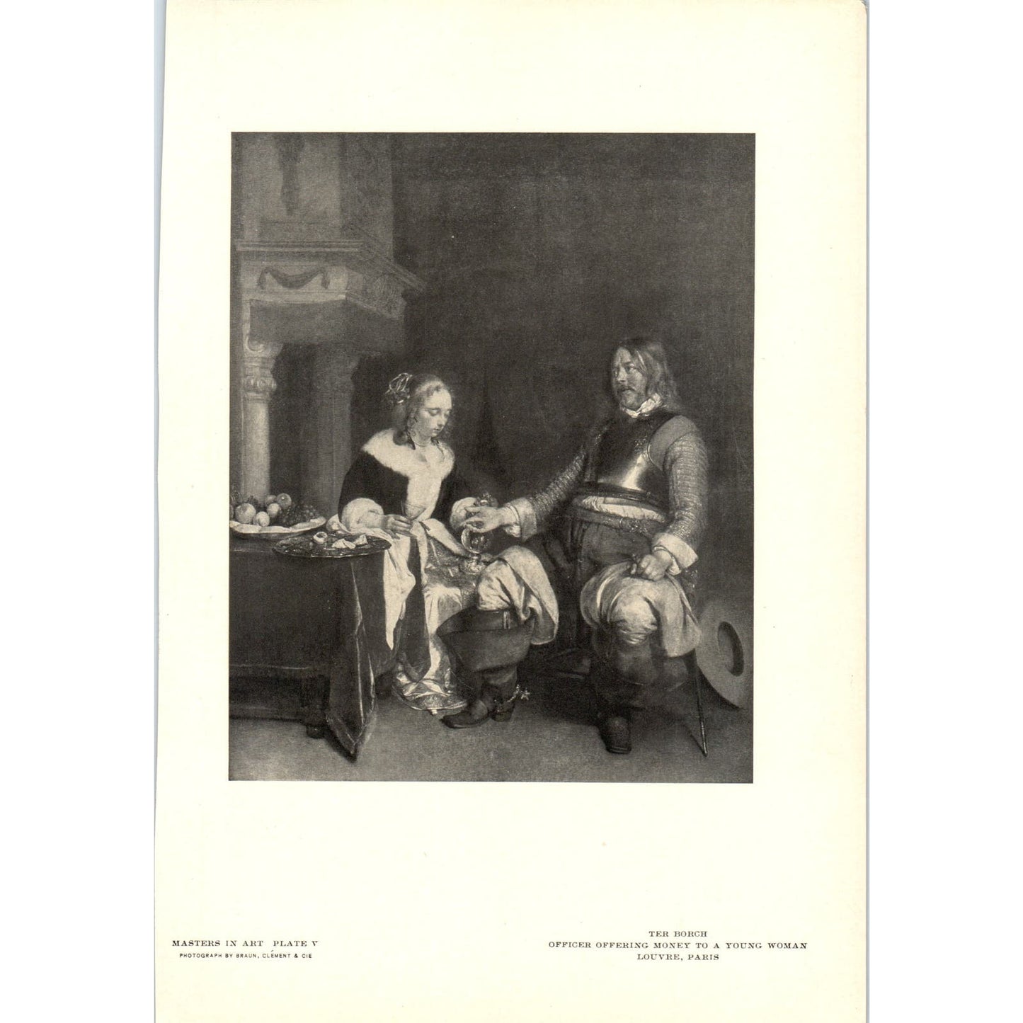 Officer Offering Money to a Young Woman - Ter Borch c1905 Art Print D14