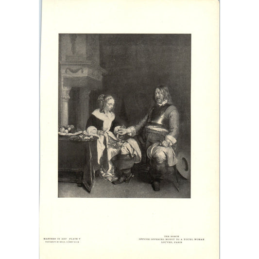 Officer Offering Money to a Young Woman - Ter Borch c1905 Art Print D14