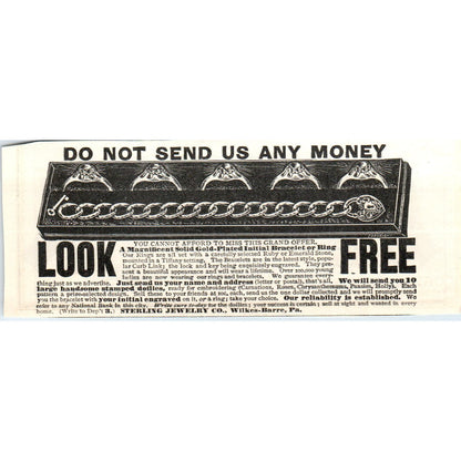 Sterling Jewelry Co Wilkes-Barre PA c1905 Original Magazine Advertisement AE7-A1