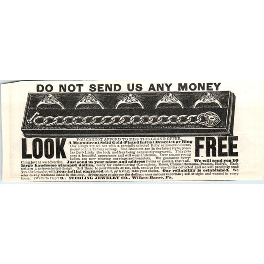 Sterling Jewelry Co Wilkes-Barre PA c1905 Original Magazine Advertisement AE7-A1