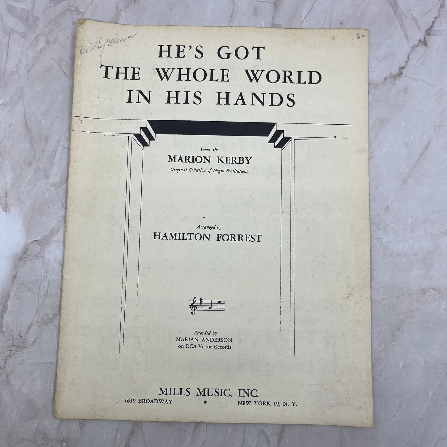 1951 He's Got the Whole World in His Hands Sheet Music Marion Kerby FL6-8