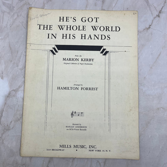 1951 He's Got the Whole World in His Hands Sheet Music Marion Kerby FL6-8
