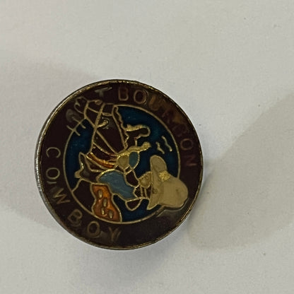 Bourbon Cowboy Vintage Lapel Pin Enamel Pinback Button SE9