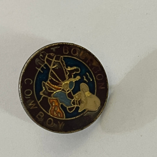 Bourbon Cowboy Vintage Lapel Pin Enamel Pinback Button SE9