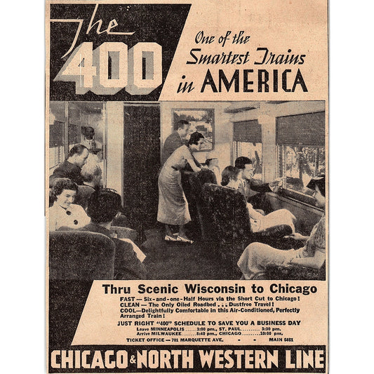 The 400 Chicago & Northwestern Wisconsin to Chicago 1935 Newspaper Ad V1-9