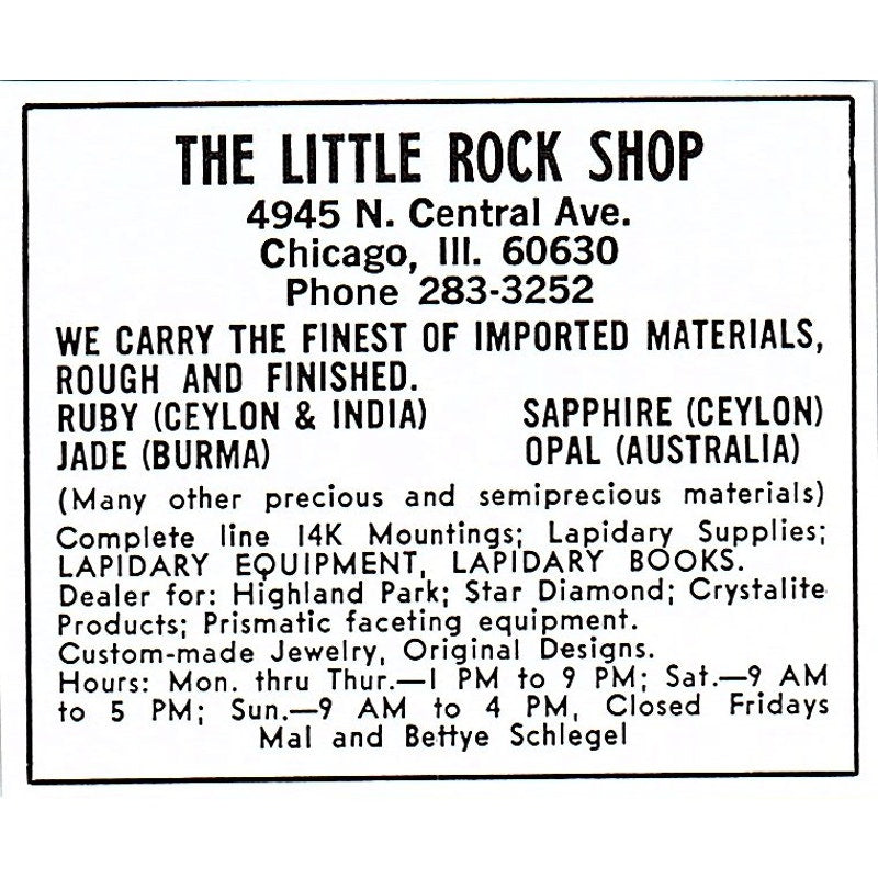 South Florida Lapidary Equipment & Supplies Fort Lauderdale FL 1972 Ad AF8-M2