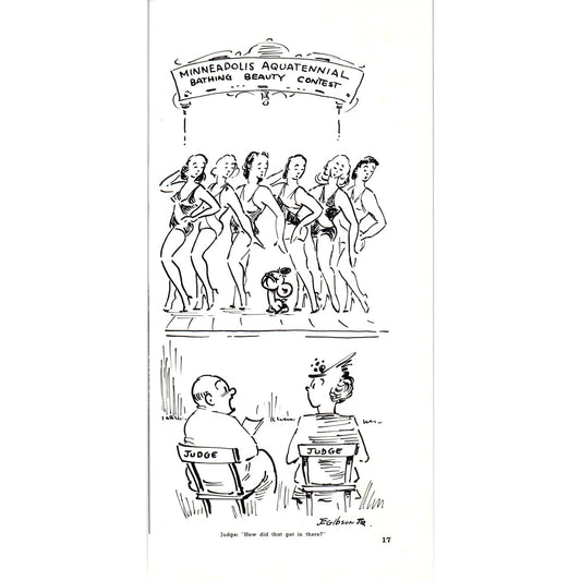 Minneapolis Aquatennial Beauty Contest Cartoon J.E. Gibson 1940 Magazine Ad D17