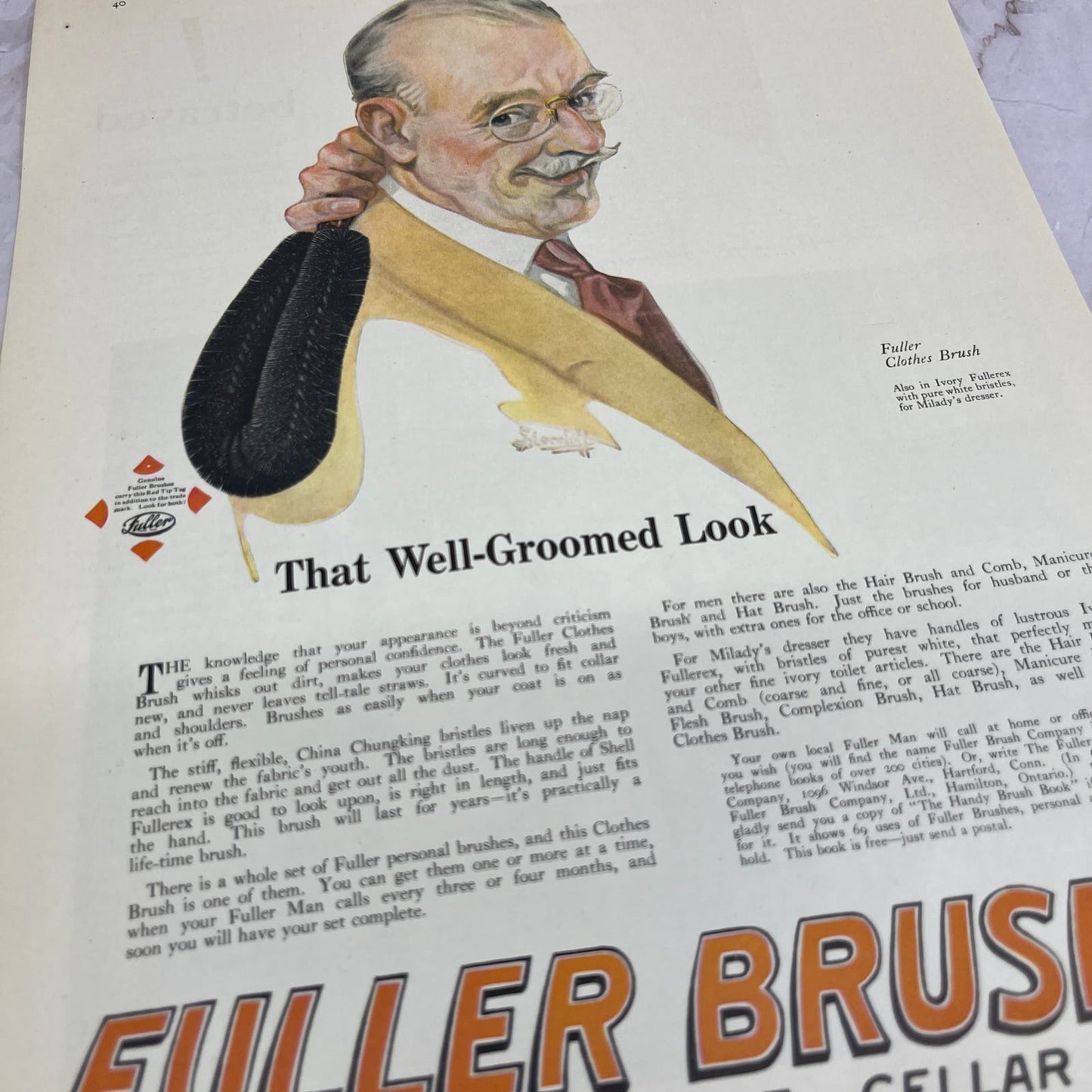 Fuller Brushes Head to Foot, Cellar to Attic Hartford CT 1924 Magazine Ad FL6-11