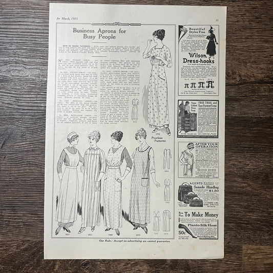 1915 Business Aprons for Busy People Fashion Vintage Magazine Ad 11x14 V9