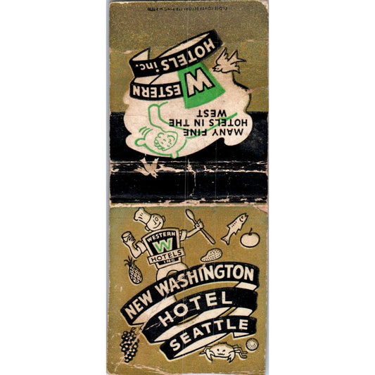 New Washington Hotel Seattle Vintage Matchbook Cover SD4-Y12