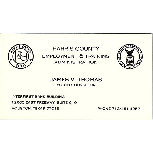 Harris County Employment & Training Administration James V Thomas TX Card SF3-B3