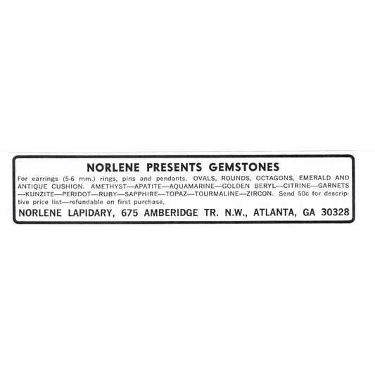 Norlene Lapidary Gemstones Atlanta Georgia 1972 Ad AF8-M4