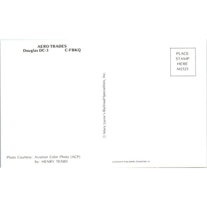 Aero Trades Douglas DC-3 C-FBKQ Vintage Postcard PC3