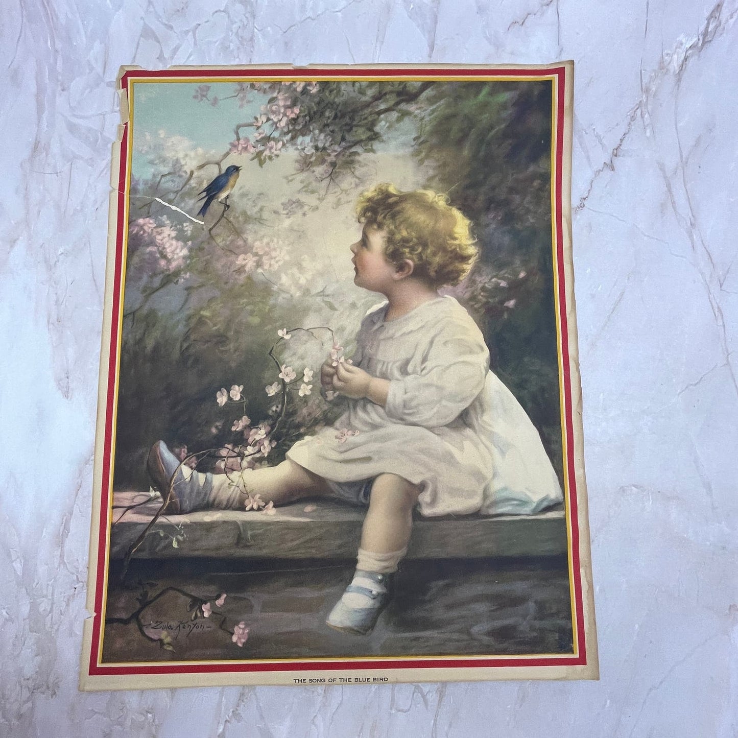 Song of the Bluebird Zula Kenyon Vintage Art Print Lithograph 11x14 FL6-4