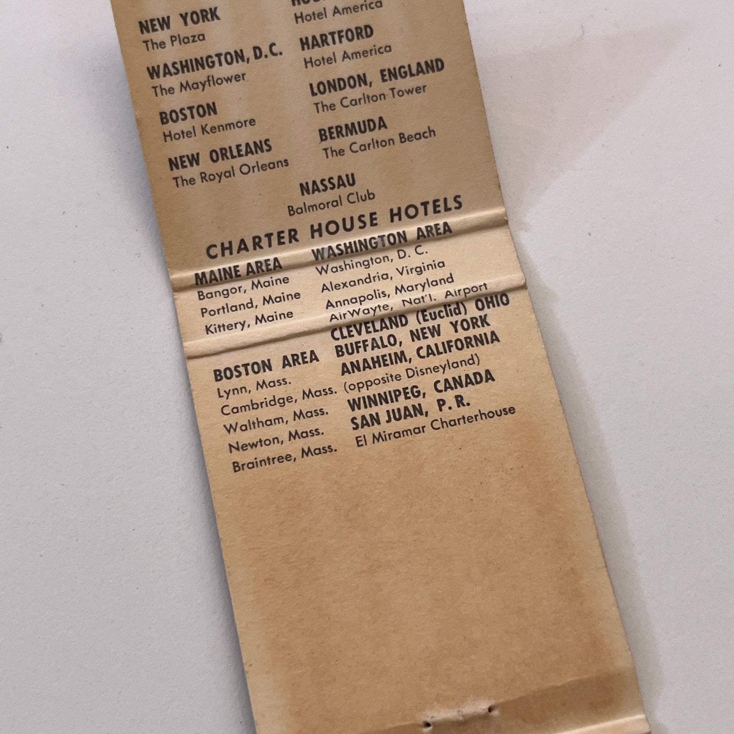 Hotel America Hartford CT Vintage Matchbook Cover TB6-MB1-10