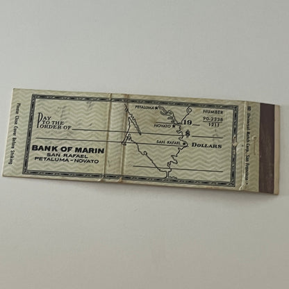 The Bank of Marin San Rafael Petaluma Novato Matchbook Cover TB6-MB2-4