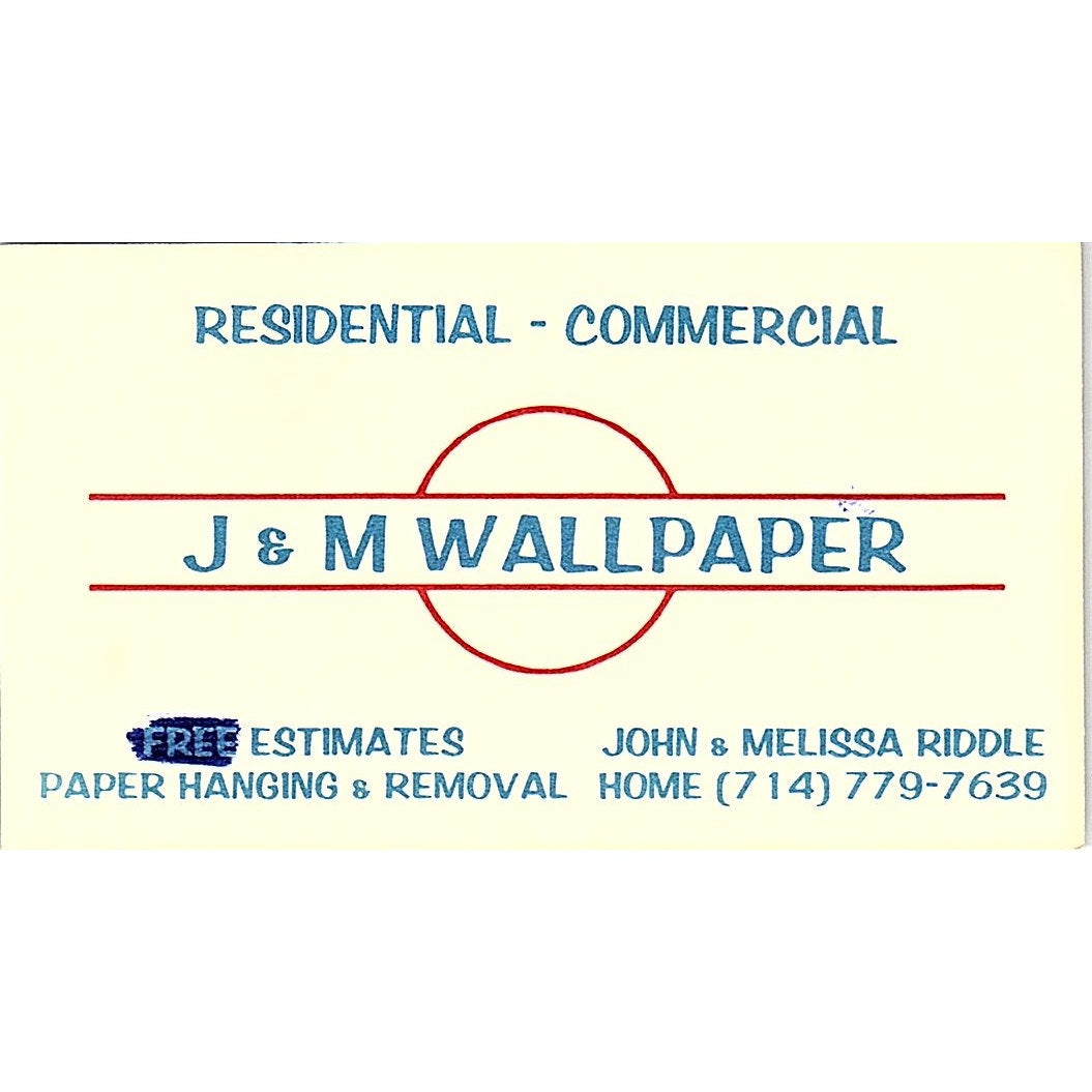 J & M Wallpaper John & Melissa Riddle Home Vintage Business Card SF3-B6