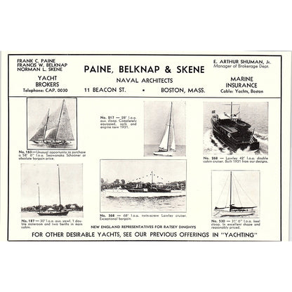 Paine, Belknap & Skene Naval Architects E. Arthur Shuman Boston 1932 AG2-7
