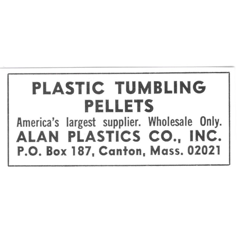 Alan Plastics Co Tumbling Pellets Canton MA 1972 Ad AF8-S3