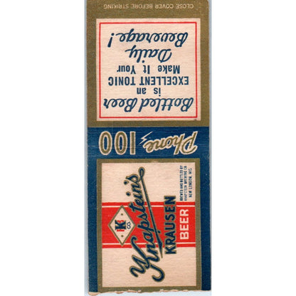Knapstein's Krausen Beer New London WI Vintage Matchbook Cover SD4-Y1