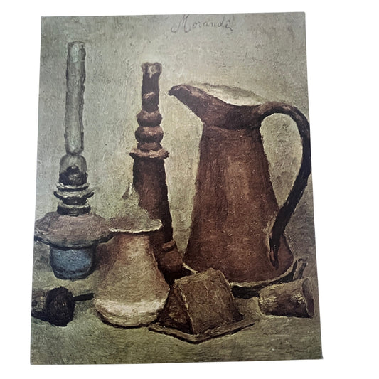 Vintage MCM Nature morte de Giorgio Morandi Lithograph 8x10" on Masonite TG2-OB