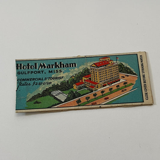 Hotel Markham Gulfport MS Vintage Matchbook Cover TB6-MB2-1