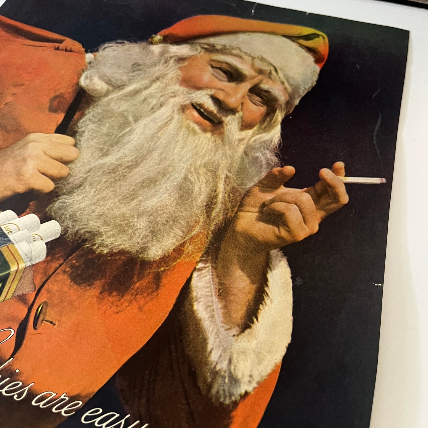 Smoking Santa Christmas Lucky Strikes 1936 Magazine Ad V1-6