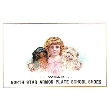 North Star Shoes Minneapolis Cocker Spaniel Dogs c1880 Victorian Trade Card AE2