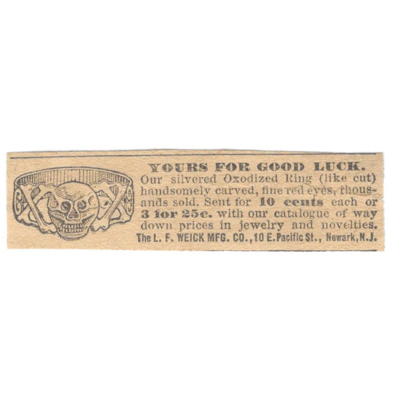 Good Luck Ring Offer L.F. Weick Mfg Co Newark NJ 1910 Magazine Ad AF1-SS7