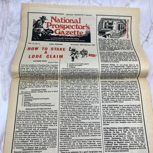 1981 Feb - The National Prospector's Gazette Newspaper - Treasure Hunting M11