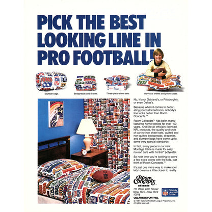 NFL Bedroom Linens Room Concepts by Bibb 8x11" 1981 Ad D26