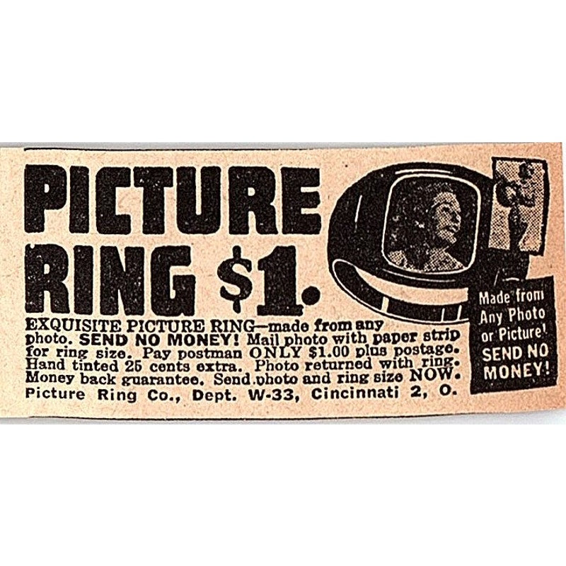 Novelty Picture Ring - Picture Ring Co Cincinnati OH 1948 Ad AF8-S1