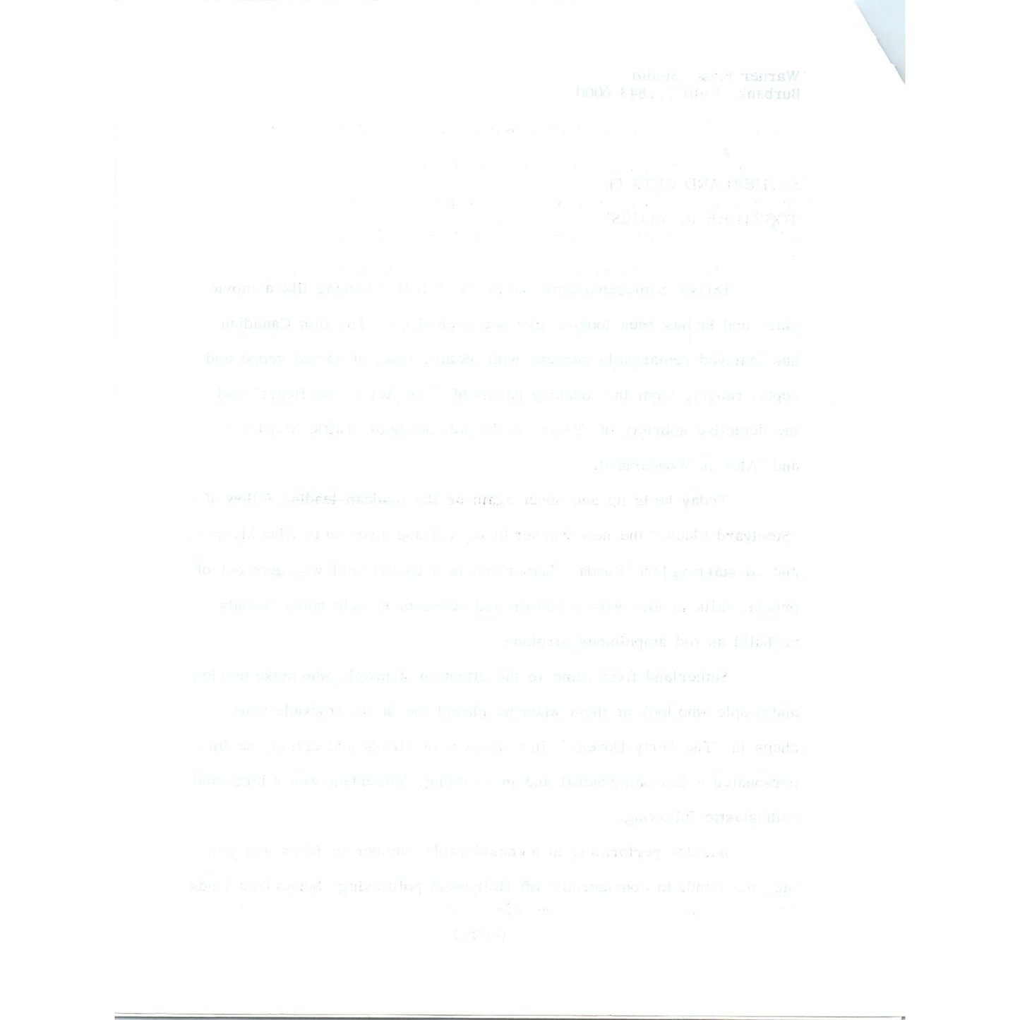 c1973 Warner Brothers Studio Donald Sutherland Promotional Bio Sheet AE6