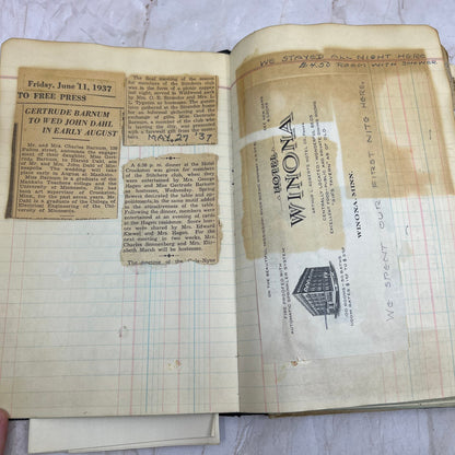 1937 Wedding Scrapbook Diary of Gertrude Barnum Harold Dahl Mankato MN TI9