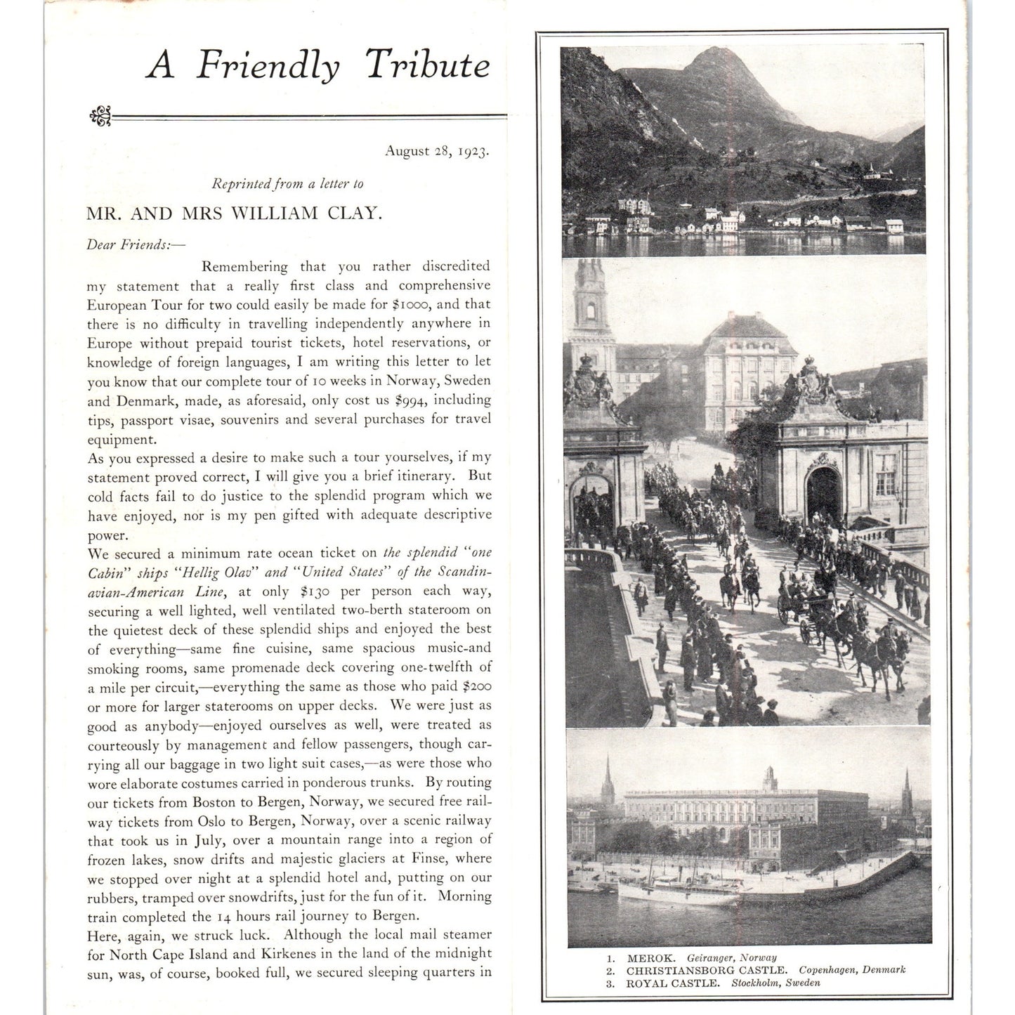 1923 Ten Weeks in the Scandinavian Wonderlands Scandinavian-American Line AF7-E9