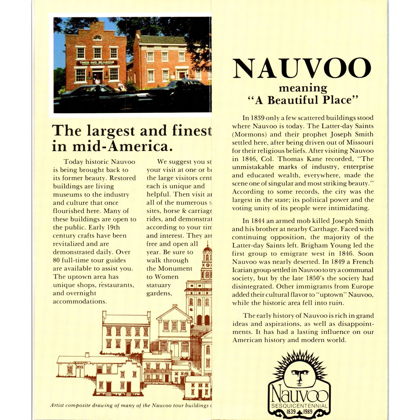 Vintage Historic Nauvoo Illinois Fold Out Travel Brochure TF4-B4