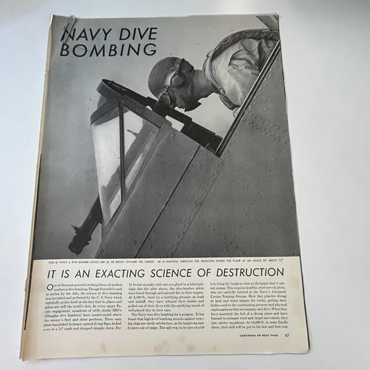 Navy Dive Bombing 5 Pages 1940s WWII Era Article V30-1