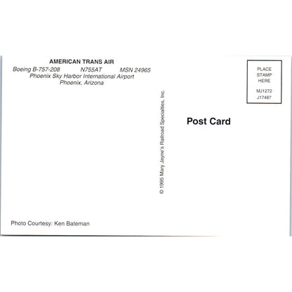 American Trans Air Boeing B-757-208 N755AT Vintage Postcard TG8-PC
