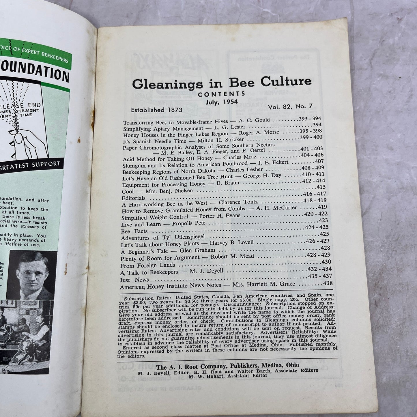 1954 July - Gleanings in Bee Culture Magazine - Bees Beekeeping Honey M33