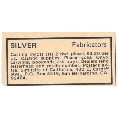 Similaire of California Silver Fabricators San Bernardino 1971 Magazine Ad AD8-O3