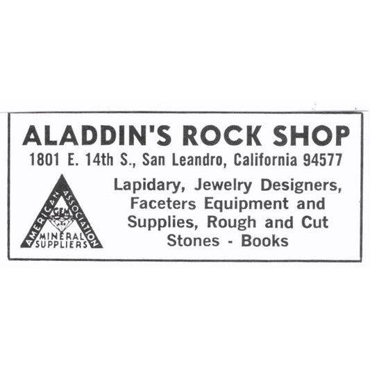Aladdin's Rock Shop San Leandro California 1972 Ad AF8-S4