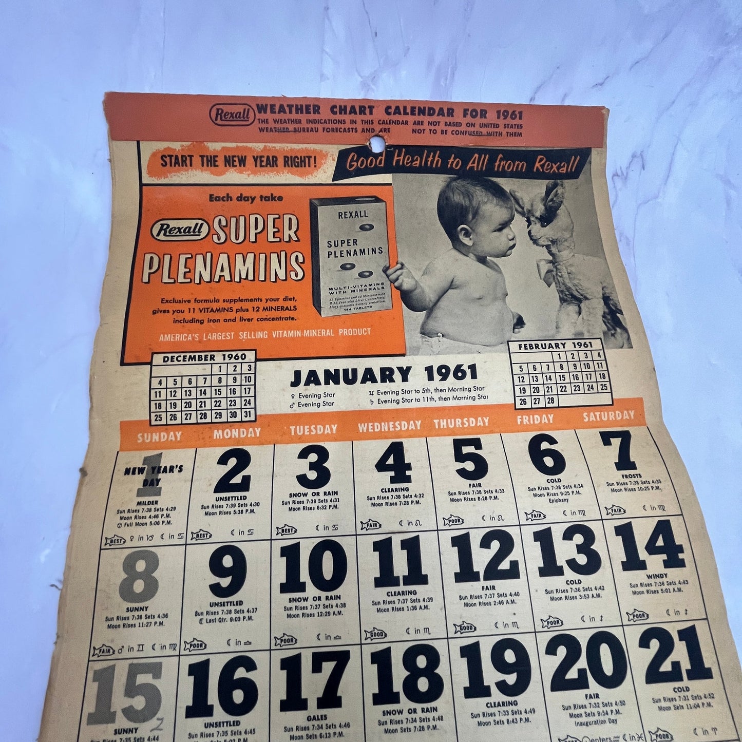 1961 Bill Scrimgeour Rexall Drugs Calendar Lester Prairie MN V23